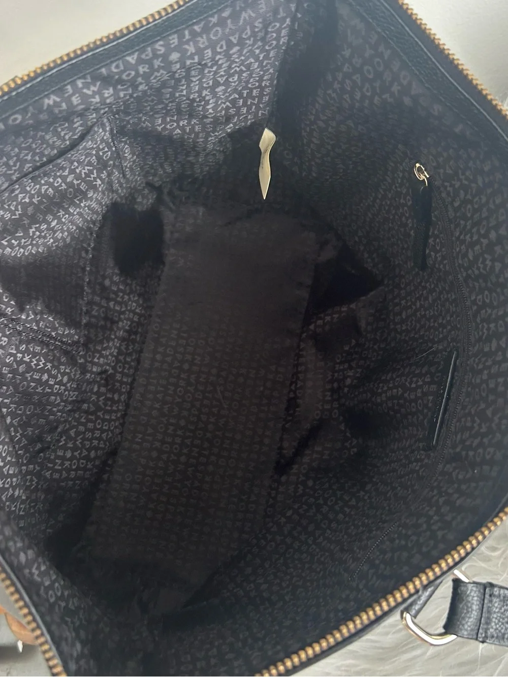 Kate Spade Black Pebbled Leather Zip Top Tote Shoulder Bag Work Laptop